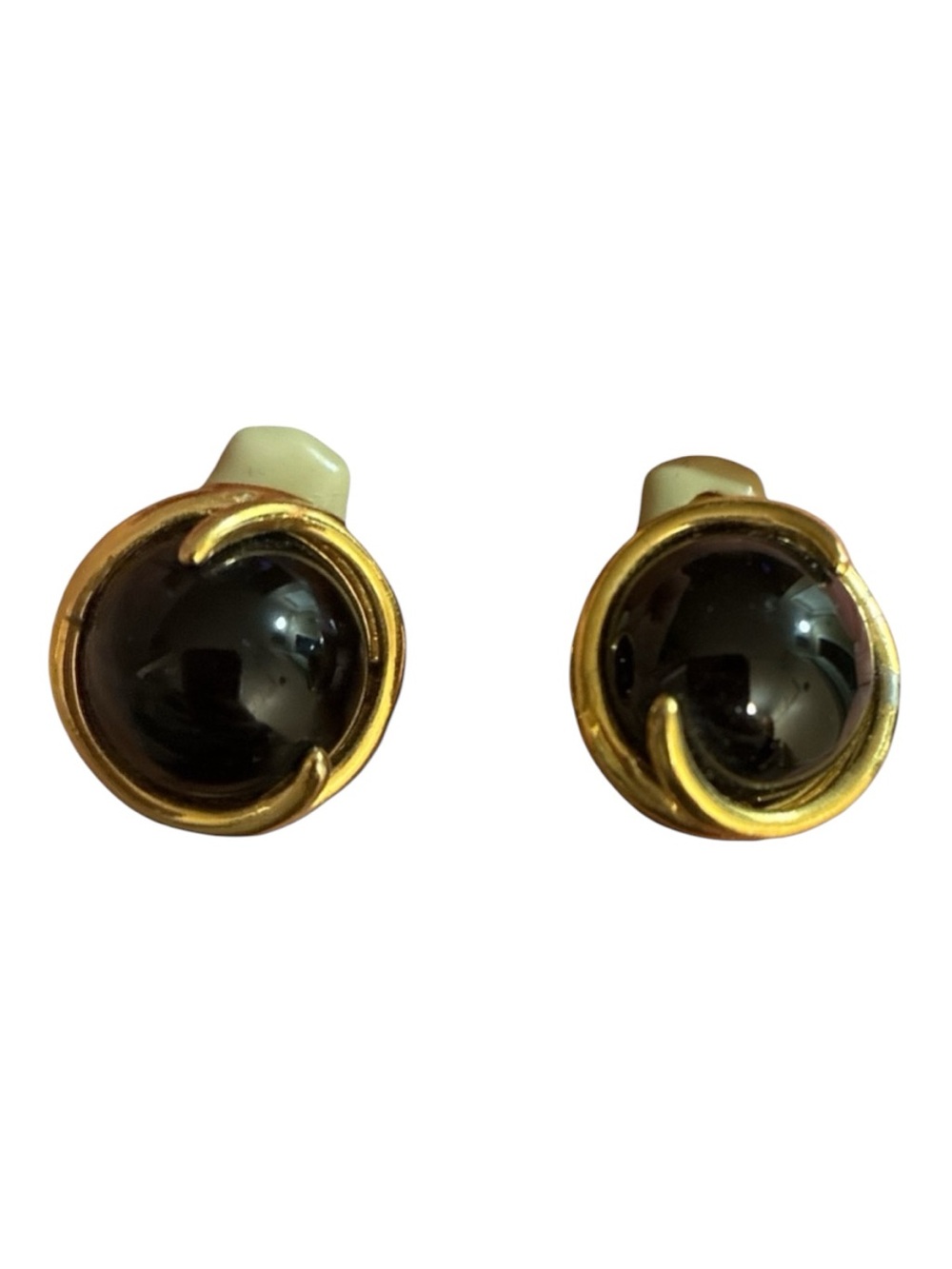 Vintage Ciner Gold and Black Clip On Earrings